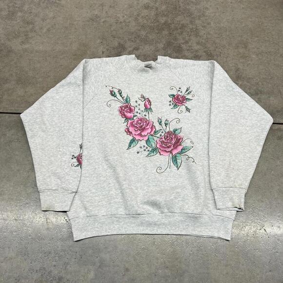 American Vintage Other - vintage roses grey nature big logo made in usa art crewneck size xl